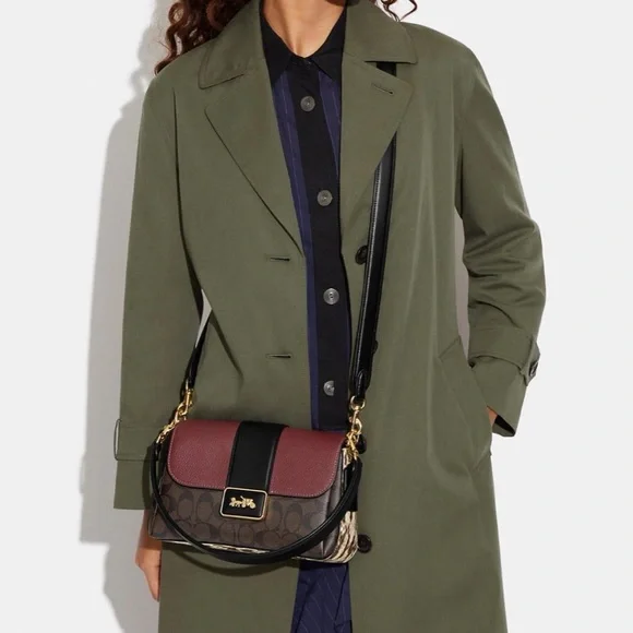 NWT - COACH Grace Shoulder Bag In Signature Canvas- CC066 Brown Black $498